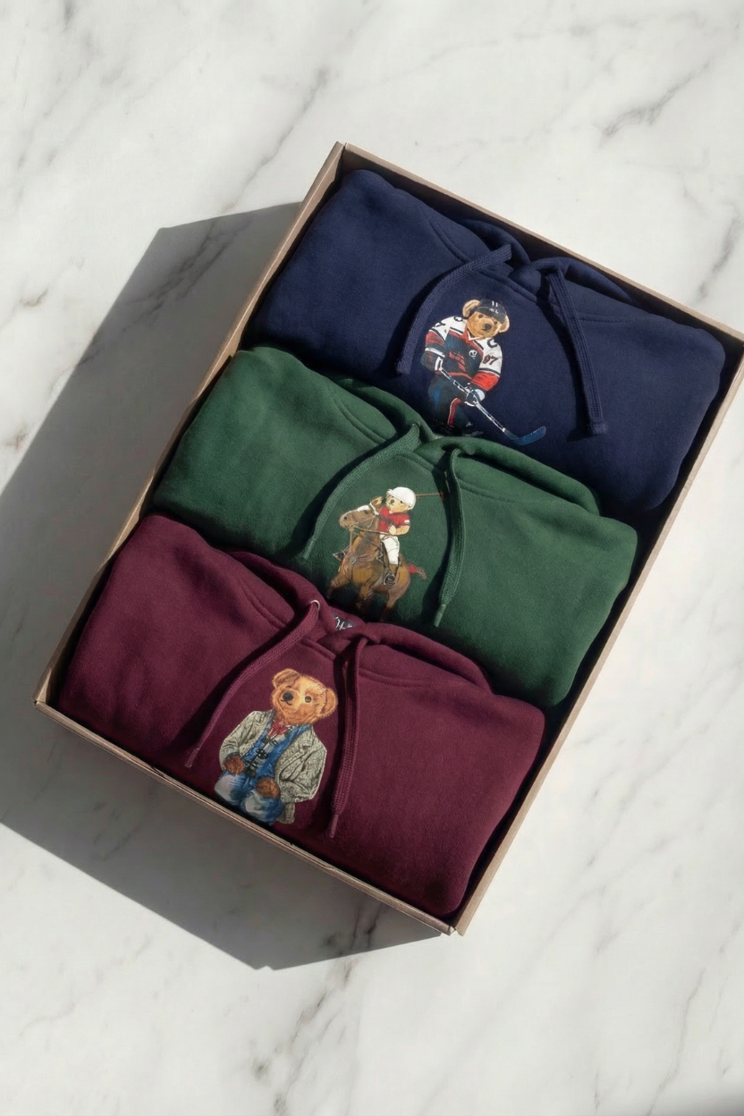 Box 3x PCS Bear Hoodie - Ralph Lauren