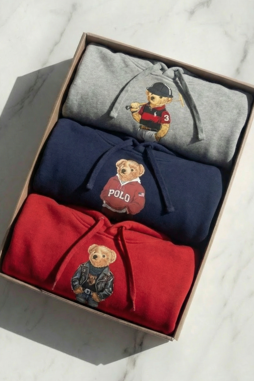 Box 3x PCS Bear Hoodie - Ralph Lauren