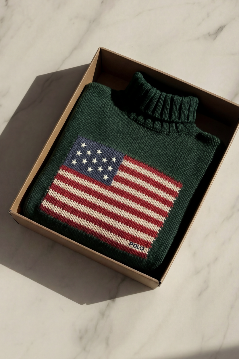 BOX 1x PCS USA FLAG TURTLENECK - RALPH LAUREN