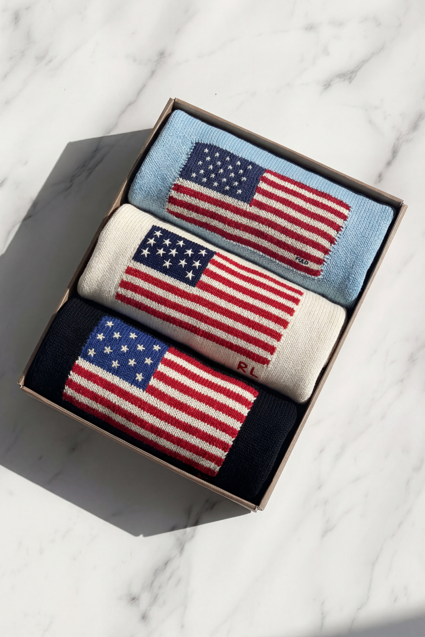 Box 3x PCS USA Flag Knits - Ralph Lauren