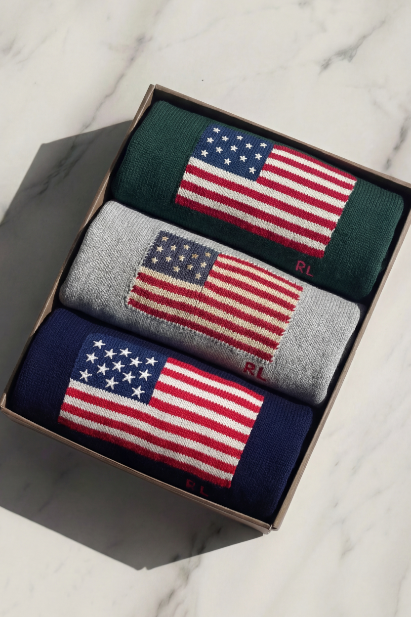 Box 3x PCS USA Flag Knits - Ralph Lauren