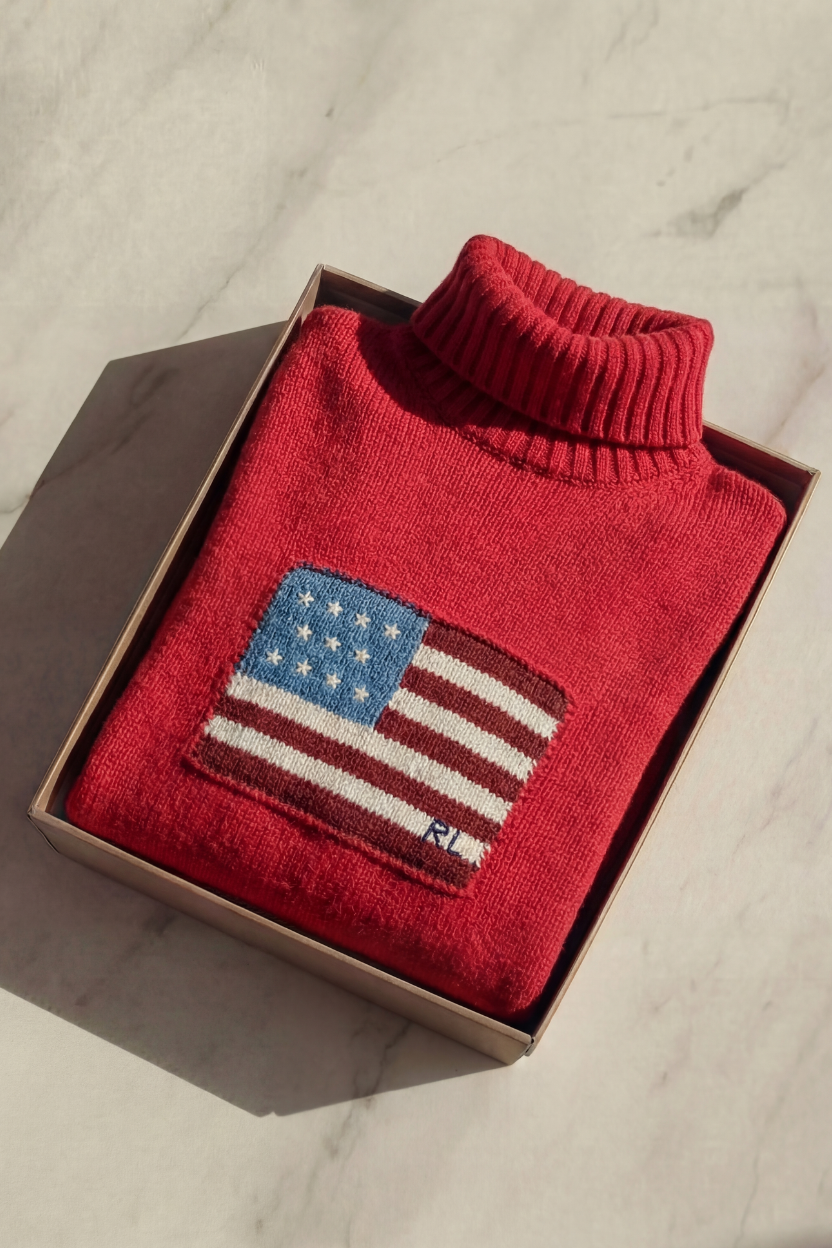 BOX 1x PCS USA FLAG TURTLENECK - RALPH LAUREN